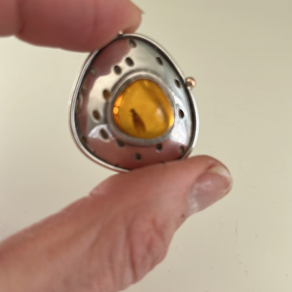 Amber in Sterling Silver Ring